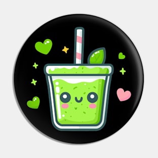 Cute Kawaii Green Smoothie for Vegans and Vegetarians | Kawaii Style Healthy Diet Pin