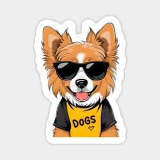 Cute Dog Smiling and Wearing Sunglasses Magnet