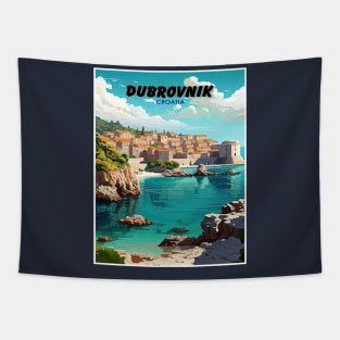 Dubrovnik Croatia Vintage Travel and Tourism Advertising Print Tapestry