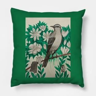 Mississippi state bird and flower, the mockingbird and magnolia Pillow