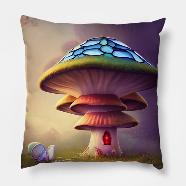 Enchanting Home for Sale (8) - Magic Mushroom House Pillow by TheThirdEye