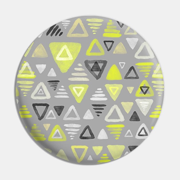 Summer Yellow Triangles on Grey Pin by micklyn