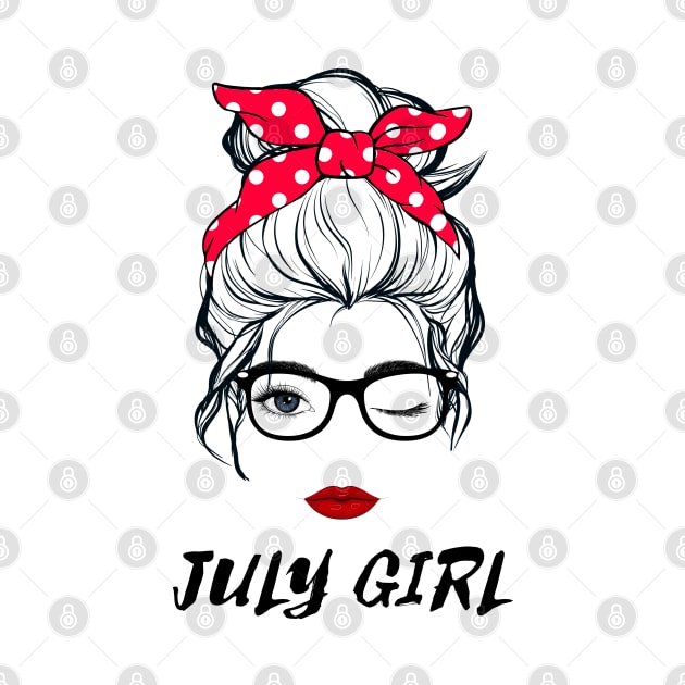 July Girl Woman Lady Wink Eye  Face Birthday Gift by springins