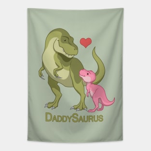 DaddySaurus T-Rex Father & Baby Girl Dinosaurs Tapestry