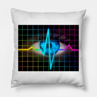 Computer artwork of heartbeat ECG and human eye (P420/0321) Pillow