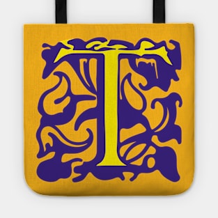 Letter T in yellow with violet ornaments Tote