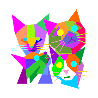 Pop Art Group of Cat Geometric WPAP Pop Art Style T-Shirt