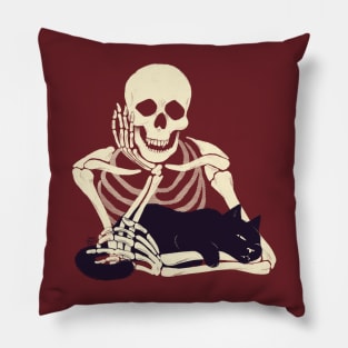 Cat and Skeleton Pillow
