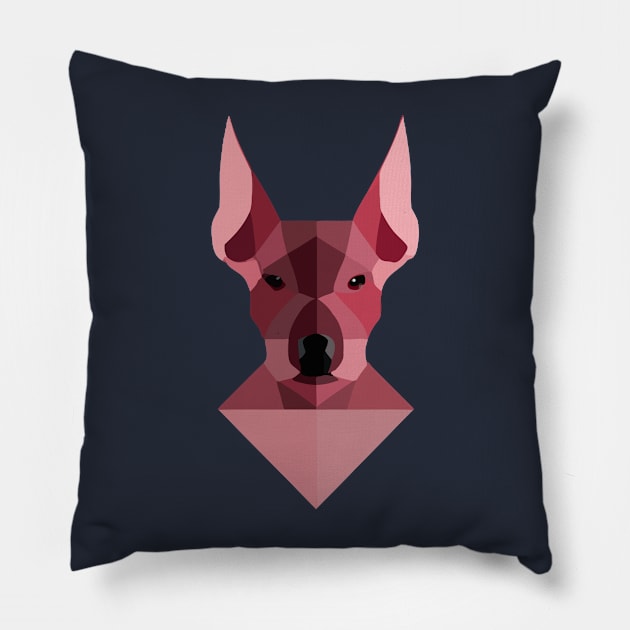 American Hairless Terrier Geometric Artwork Pillow by Furrban