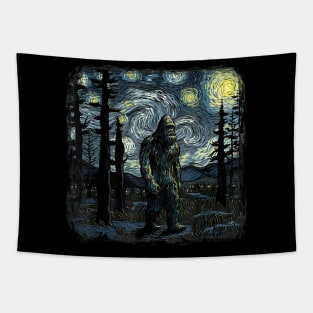 Bigfoot Starry Night Sasquatch Tapestry