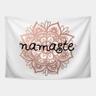 Namaste Rose Gold Mandala Tapestry