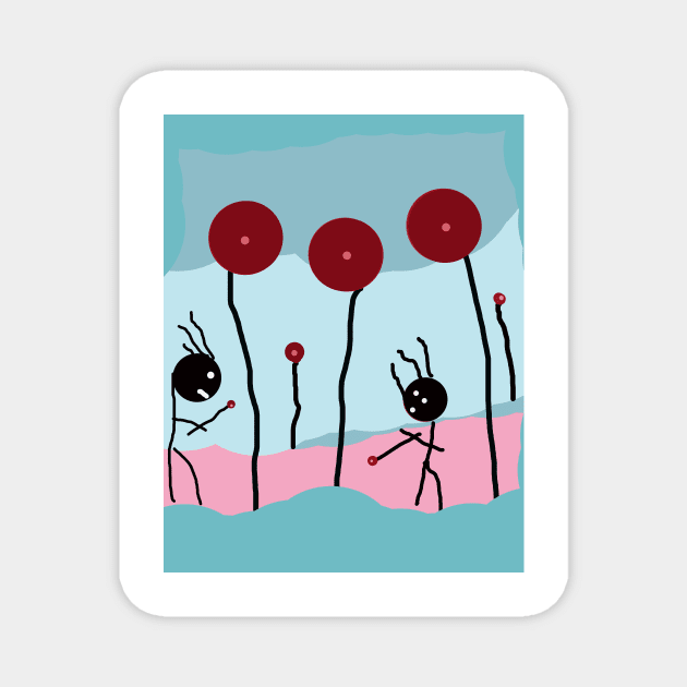 Kids in the Field Stick Figure Magnet by Eigo Wild