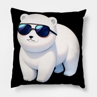 Kawaii Sunglass Cool Kid Polar Bear Pillow