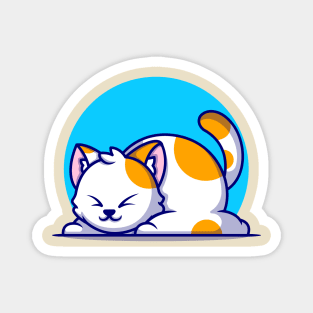 Cute Fat Cat Sleeping Cartoon Magnet