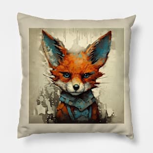 Fierce Cute blue-eyed Warrior Fox Pillow