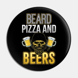 Beard Pizza And Beer Skull Pin