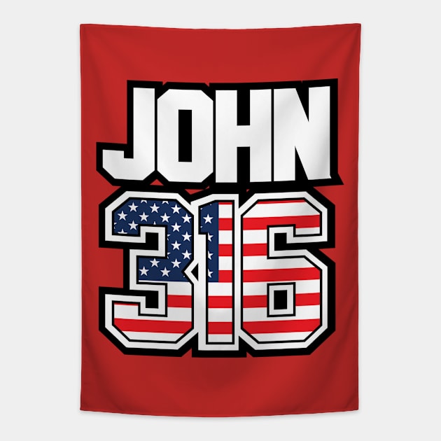 JOHN 3:16 Bible Verse America Tapestry by Obedience │Exalted Apparel