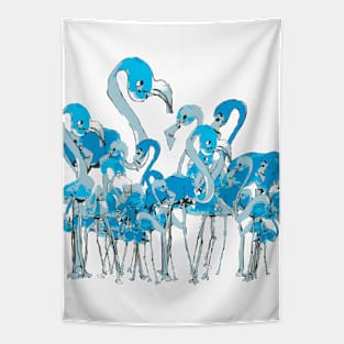 Blue Flamingos Tapestry