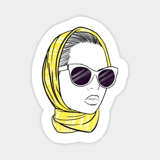 beautiful girl in a yellow bandana and sunglasses Magnet