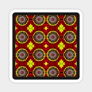 Red Yellow Chrysanthemum Pattern Number 13 Magnet