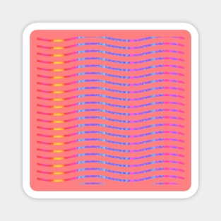 Wavy Lines Rainbow on Pink Magnet