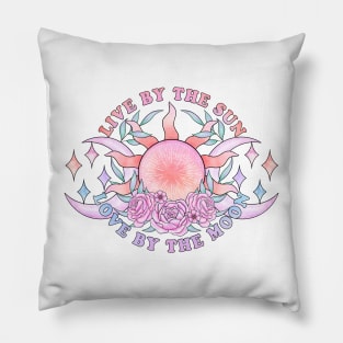 Live by the sun love by the moon triple moon design Pillow