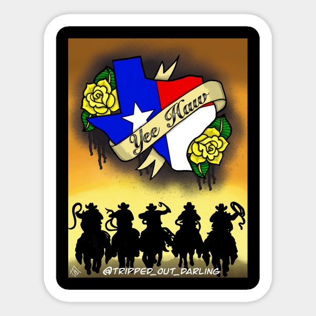 Texas Cowboys Sunset Yee Haw San Antonio Texas Sticker Teepublic