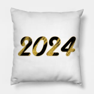 2024 gold and black Pillow