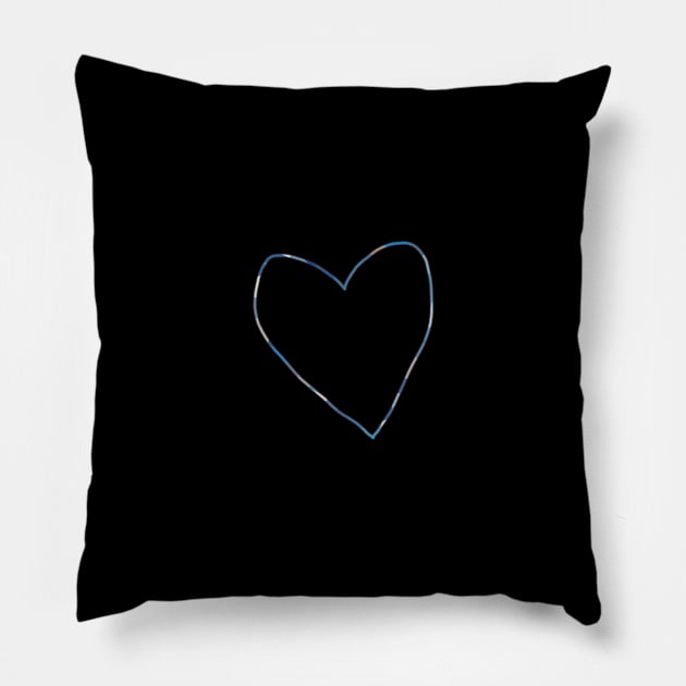 Small Aqua Blue Heart Line Pillow by ellenhenryart