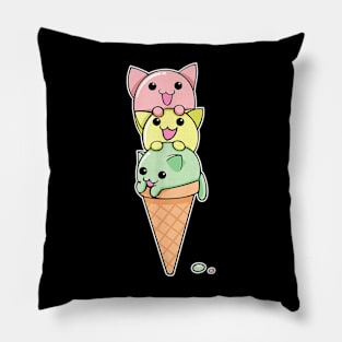 Cat Ice Cream Cone  Funny Kawaii Kitten Pillow