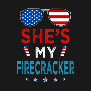 4th of july patriotic - Shes My Firecracker T-Shirt