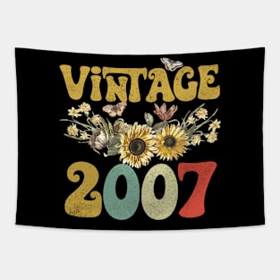 Vintage 2007 Sunflower Floral Retro Groovy 16th Birthday Tapestry