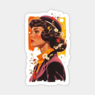 Wildflower Pinup Profile Timeless Hollywood Glamour and Nature's Vibrant Accents Magnet