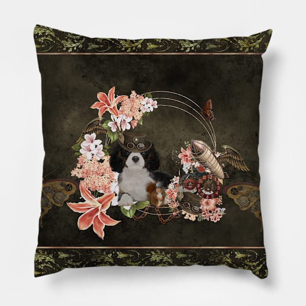 Steampunk, little dog and squirrel with hat Pillow by Nicky2342