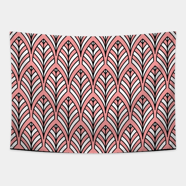 Art Deco Pattern no 36 - Pink - BOHO Feather Pattern Tapestry by Millusti