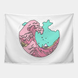 aesthetic wave summer sticker Tapestry