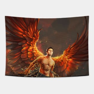 Castiel with Fire Wings Tapestry