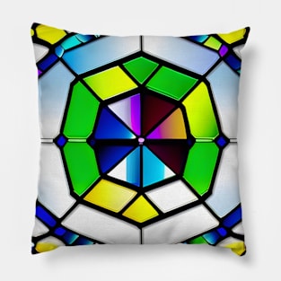 Green Yellow Flower Cathedral Style Art | by @remlorart Pillow