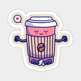 Cute Coffee Cup Meditation Yoga Cartoon Magnet