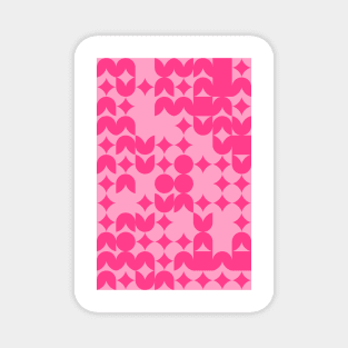 Girly Pinkish Geometric Pattern - Flowers & Stars #3 Magnet