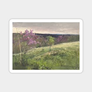 Redbud Landscape Oil on Canvas Magnet