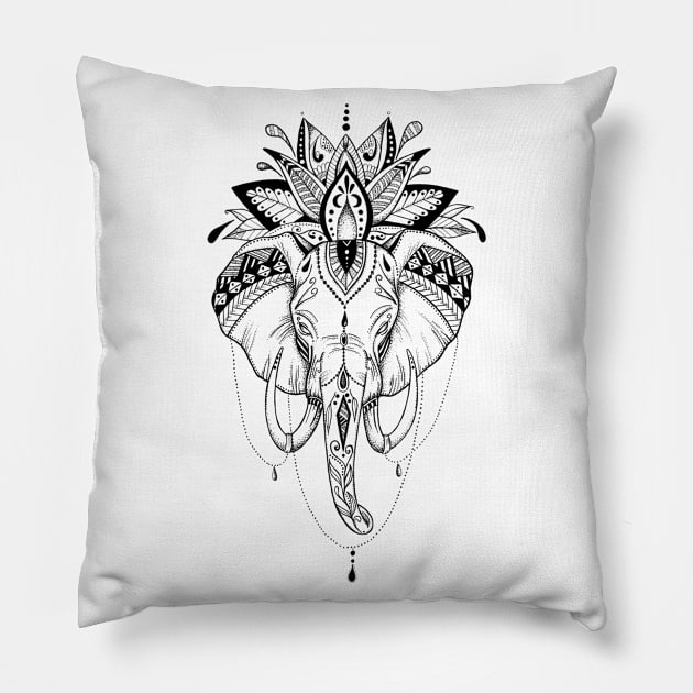 Zentangle Elephant Pillow by Prettielilpixie