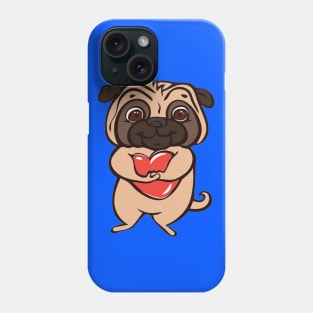 Pug red heart Phone Case