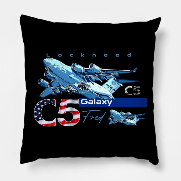 C-5 Galaxy Us Air Force Military Aircraft Pillow by aeroloversclothing