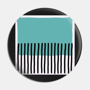 abstract black striped fence and teal blue sky Pin