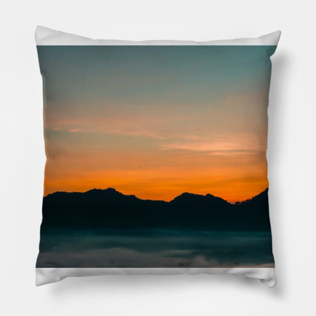 Sunrise behind the Hills Pillow by 13Lines Art