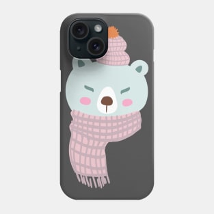 Cute Polar Bean In Winter Hat And Scarf Phone Case