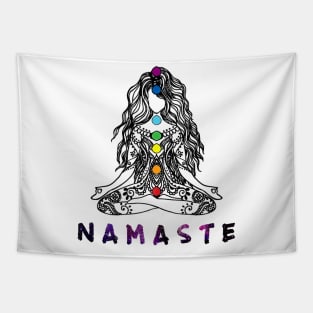 Chakra Meditation Yoga Pose Spiritual Namaste Tattoo Tapestry