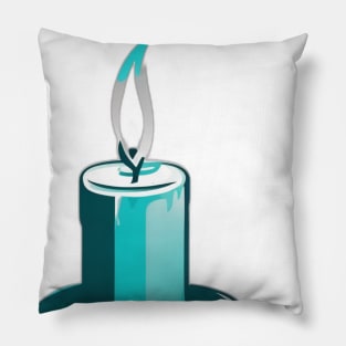 Serene Blue Candle Flame Illustration No. 615 Pillow