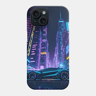 Dark Neon City Sports Car Phone Case